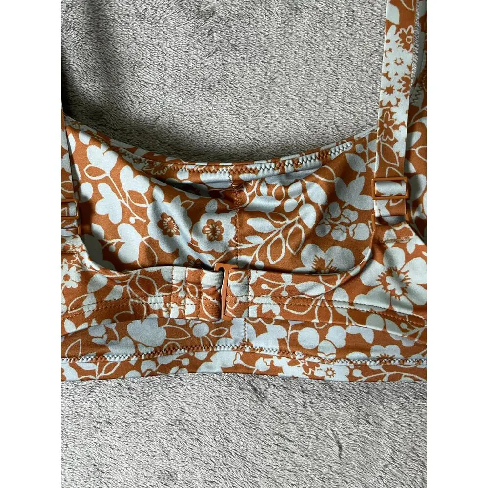 Everlane Square-Neck Bikini Top & High Rise Bottom Floral Swim Set Medium